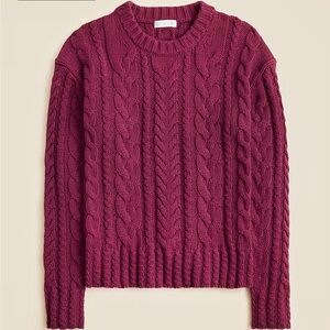 J. Crew Women's Cable-knit Crewneck  Sweater - Color- Vivid Mulberry. Size Small